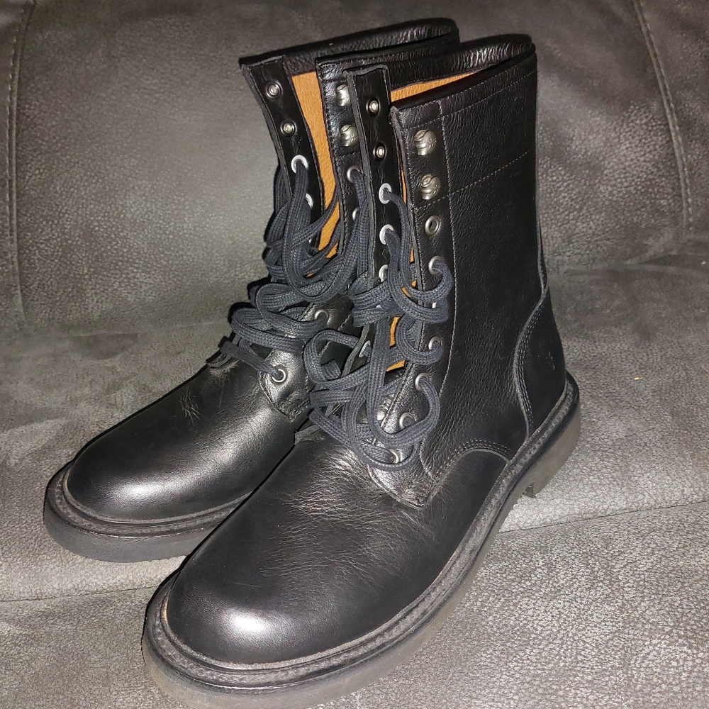 Frye Veronica Combat Logger Black  Leather Boots - Picture 9 of 10